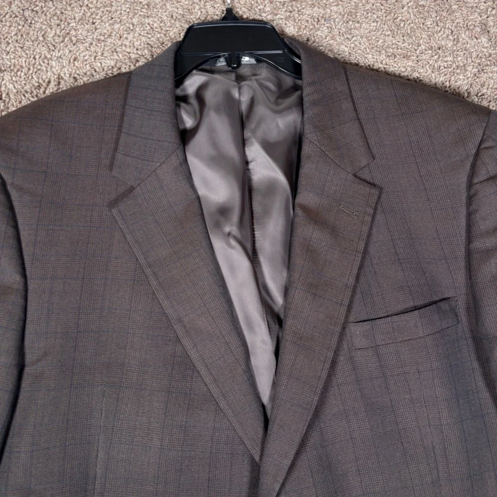 Jos A Bank Signature Collection Brown Glen Plaid‎ Silk Blend Blazer Mens 48R